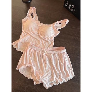 Đồ ngủ màu trơn có đệm ngực Bộ nhà ngọt ngào và chăm sóc cho nữ