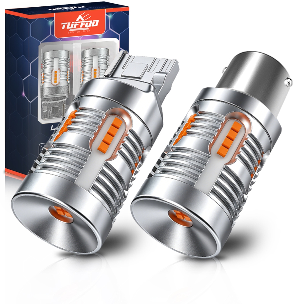 TUFFOO 1 Cặp Bóng Đèn LED Bật Ô Tô 1156 T20 Py21w Wy21w Bau15s 1156-150° Bóng đèn LED P21w Canbus Không Hyperflash Màu hổ phách