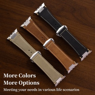 Dây đeo khóa gấp da họa tiết Crazy Horse cho Apple Watch Ultra 46 / 44 / 40 / 49 / 45 / 41 / 42 / 38 / 45mm i-watch Series Ultra / 10 / 9 / 8 / 7 / 6 / 5 / 4 / 3 / 2 / 1