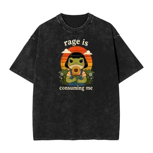 Áo thun cotton 100% in hình meme ếch hài hước "Rage is Consumption Me" cho nam nữ