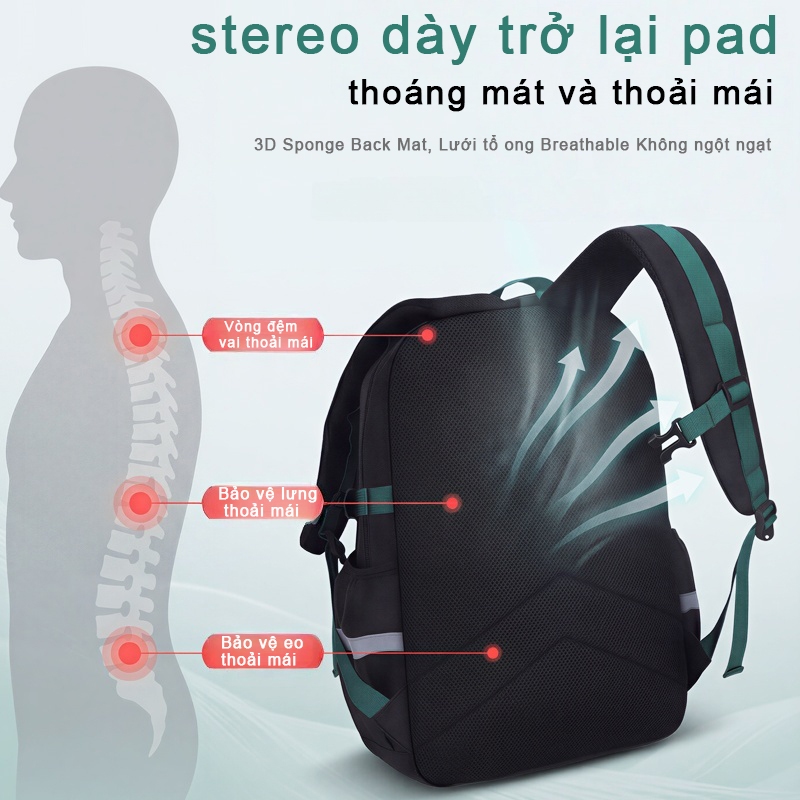 Balo Đa Năng Chống Gù Lưng, Siêu Nhẹ 650g, Dung Lượng Lớn 15.6 inch, Chống Nước Cao Cấp, Thoáng Khí, Nhiều Ngăn, Cho Học Sinh, Đi Chơi, Đi Du Lịch
