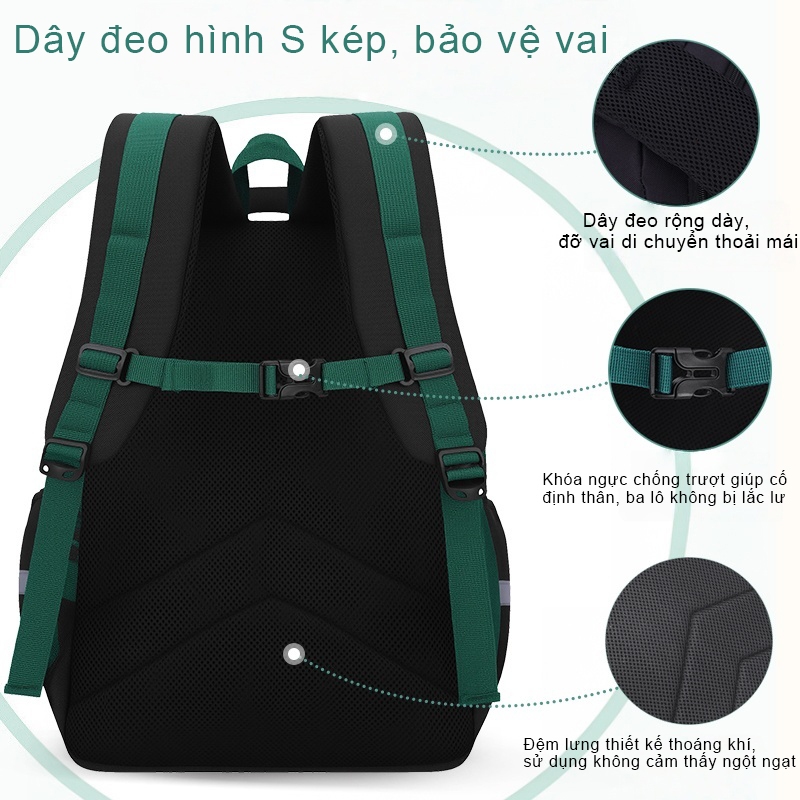 Balo Đa Năng Chống Gù Lưng, Siêu Nhẹ 650g, Dung Lượng Lớn 15.6 inch, Chống Nước Cao Cấp, Thoáng Khí, Nhiều Ngăn, Cho Học Sinh, Đi Chơi, Đi Du Lịch