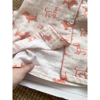 Bộ đồ ngủ in hình chó dễ thương dành cho nữ Quần Short ngắn tay Bộ nhà