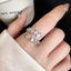 Nhẫn mở hình ngôi sao Zircon màu bạc tông màu vàng, thiết kế hai ngôi sao có thể điều chỉnh, trang sức tuyên bố tinh tế dành cho nữ