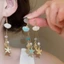 Bông tai thả theo chủ đề đại dương tông màu vàng, Vỏ sao biển & ốc xà cừ với ngọc trai giả & kim cương giả, Bông tai phong cách kỳ nghỉ Boho dành cho nữ