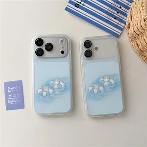 IPhone 17 Pro Max Vòng bơi họa tiết gấu Vỏ điện thoại chất liệu Acrylic