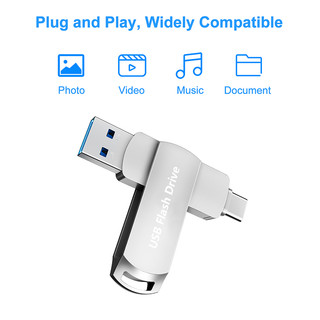 Type-C Flash Drive USB 3.0 2-in-1 OTG 2TB Large Capacity Metal Swivel Pen-style Dual Interface USB Drive,Suitable for iPhone and iPad Photo Data Storage