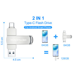 Type-C Flash Drive USB 3.0 2-in-1 OTG 2TB Large Capacity Metal Swivel Pen-style Dual Interface USB Drive,Suitable for iPhone and iPad Photo Data Storage
