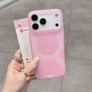 Ốp điện thoại màu hồng lỗ tản nhiệt siêu mỏng mùa hè thích hợp cho iPhone 11 12 13 14 15 16 17 Pro Max Vỏ mềm silicon chống rơi trong suốt