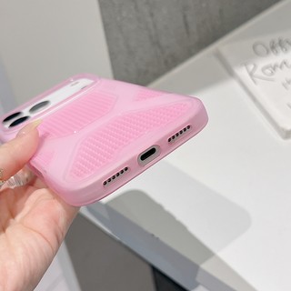 Ốp điện thoại màu hồng lỗ tản nhiệt siêu mỏng mùa hè thích hợp cho iPhone 11 12 13 14 15 16 17 Pro Max Vỏ mềm silicon chống rơi trong suốt