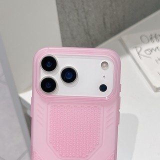 Ốp điện thoại màu hồng lỗ tản nhiệt siêu mỏng mùa hè thích hợp cho iPhone 11 12 13 14 15 16 17 Pro Max Vỏ mềm silicon chống rơi trong suốt
