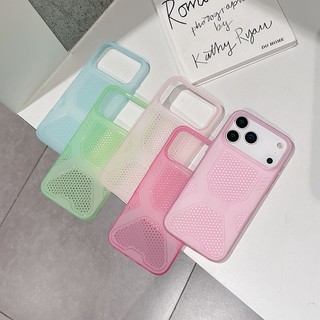Ốp điện thoại màu hồng lỗ tản nhiệt siêu mỏng mùa hè thích hợp cho iPhone 11 12 13 14 15 16 17 Pro Max Vỏ mềm silicon chống rơi trong suốt