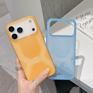 Ốp điện thoại màu lỗ tản nhiệt siêu mỏng mùa hè thích hợp cho iPhone 11 12 13 14 15 16 17 Pro Max Vỏ mềm silicon chống rơi màu trong suốt