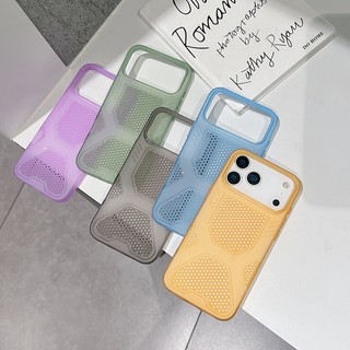 Ốp điện thoại màu lỗ tản nhiệt siêu mỏng mùa hè thích hợp cho iPhone 11 12 13 14 15 16 17 Pro Max Vỏ mềm silicon chống rơi màu trong suốt