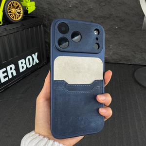 Chủ thẻ Denim có hộp cứng khối màu tương thích với iPhone 15 pro max 16 pro max 17 pro max