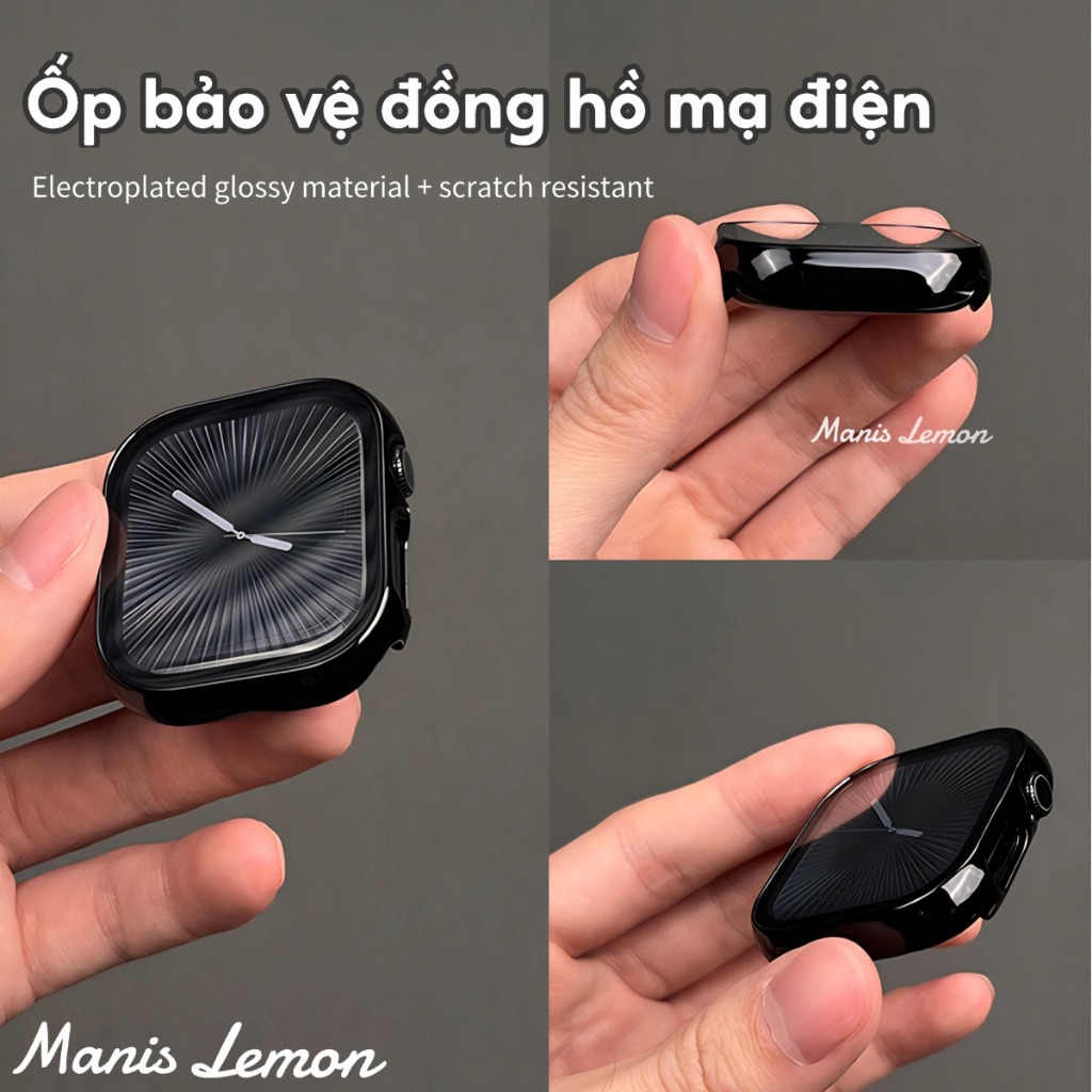 Manis Lemon Vỏ PC cứng siêu mỏng Viền mạ điện Ốp bảo vệ Case cho Apple Watch Series 11 10 9 8 3 5 4 SE 6 7 2 Ultra 49 46 45 44 40 41 38 42 mm
