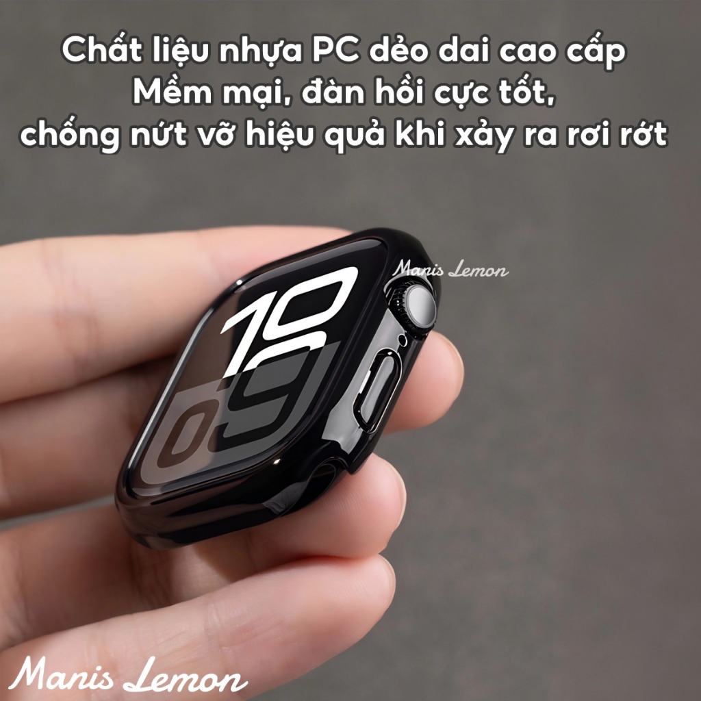 Manis Lemon Vỏ PC cứng siêu mỏng Viền mạ điện Ốp bảo vệ Case cho Apple Watch Series 11 10 9 8 3 5 4 SE 6 7 2 Ultra 49 46 45 44 40 41 38 42 mm