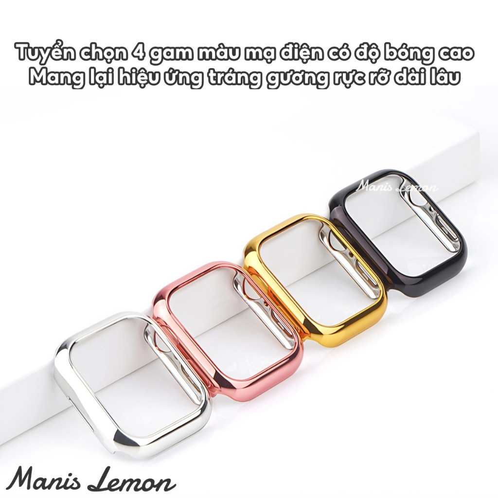 Manis Lemon Vỏ PC cứng siêu mỏng Viền mạ điện Ốp bảo vệ Case cho Apple Watch Series 11 10 9 8 3 5 4 SE 6 7 2 Ultra 49 46 45 44 40 41 38 42 mm