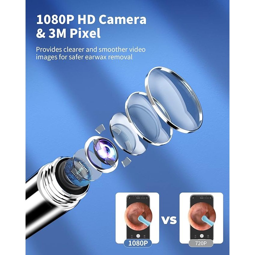 Bebird Xlife X1 Smart Visual Ear Cleaner Stick với 7 CÁI Bộ tai nghe không dây có Camera HD 1080P