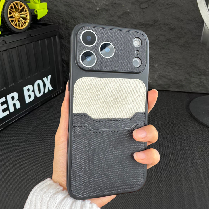 Hộp đựng thẻ Denim có khối màu tương thích với iPhone 13 pro max 14 pro max 15 pro max 16 pro max 17 pro max
