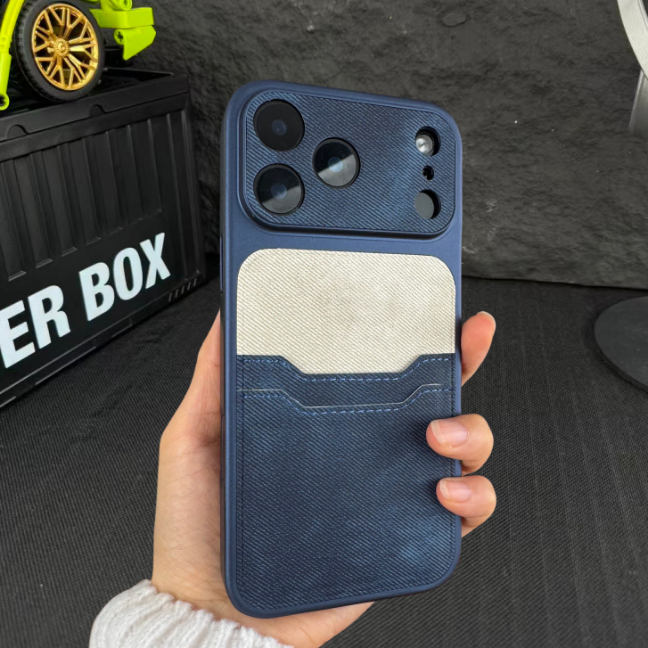Hộp đựng thẻ Denim có khối màu tương thích với iPhone 13 pro max 14 pro max 15 pro max 16 pro max 17 pro max
