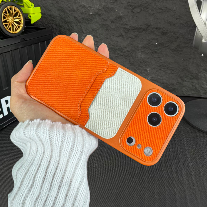Hộp đựng thẻ Denim có khối màu tương thích với iPhone 13 pro max 14 pro max 15 pro max 16 pro max 17 pro max