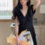 Váy dài kiểu Pháp phong cách Hepburn, cổ chữ V, thiết kế eo hẹp, chất liệu cao cấp cho nữ mùa hè