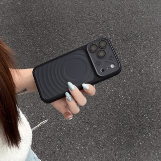 Ốp điện thoại từ tính cong gợn cửa sổ lớn thích hợp cho iPhone 12 13 14 15 16 17 Pro Max Vỏ silicon bảo vệ toàn diện