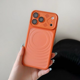 Ốp điện thoại từ tính cong gợn cửa sổ lớn thích hợp cho iPhone 12 13 14 15 16 17 Pro Max Vỏ silicon bảo vệ toàn diện