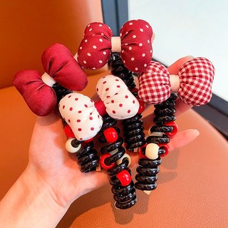 Trẻ Em Nơ Đỏ Dây Điện Thoại Buộc Tóc Bé Gái Bong Bóng Ngọt Ngào Bím Tóc Dây Buộc Tóc