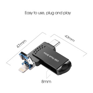 3-in-1 USB Flash Drive for iPhone, 1TB High-Speed USB-C/Type-C External OTG Storage for Photos and Videos