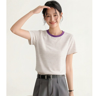 Áo thun sọc tím phẳng, ngọt ngào và mơ mộng - Perfect cho mùa xuân và hè!