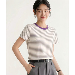 Áo thun sọc tím phẳng, ngọt ngào và mơ mộng - Perfect cho mùa xuân và hè!