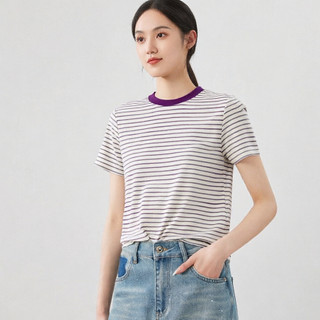 Áo thun sọc tím phẳng, ngọt ngào và mơ mộng - Perfect cho mùa xuân và hè!