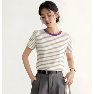 Áo thun sọc tím phẳng, ngọt ngào và mơ mộng - Perfect cho mùa xuân và hè!