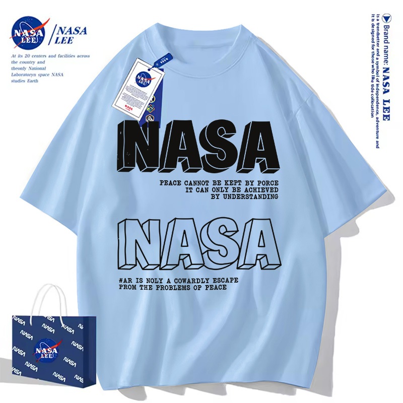 Áo Thun Nam NASA Họa Tiết Chữ Đỏ - Áo Phông Oversize Vải Cotton Kaki Xuân Hè 2026, Streetwear Unisex