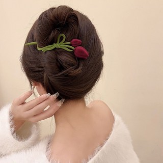 Retro Flocking Tulip Twist Clip Mũ đội đầu tóc cao cấp