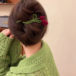 Retro Flocking Tulip Twist Clip Mũ đội đầu tóc cao cấp