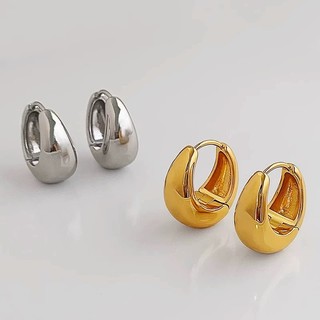 Vintage Audrey 18k Mạ Vàng Thép Titan Vòng Đeo Tai Nữ Đa Năng Tối Giản Giọt Nước Hình Tròn Bông Tai