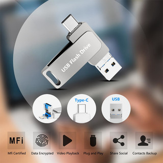 Đĩa U USB3.0 typec chất lượng cao Thích hợp cho điện thoại Apple Android 3 trong 1 2TB Ổ đĩa flash tốc độ cao Ổ đĩa flash 1TB Ổ cứng di động