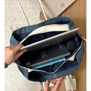Túi Tote vải phong cách Hàn Quốc dung tích lớn nhiều ngăn có khóa kéo đeo vai chứa máy tính 14 inch dùng đi làm văn phòng đi học hàng ngày #4469
