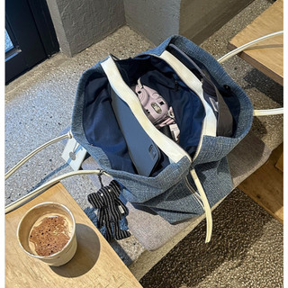 Túi Tote vải phong cách Hàn Quốc dung tích lớn nhiều ngăn có khóa kéo đeo vai chứa máy tính 14 inch dùng đi làm văn phòng đi học hàng ngày #4469