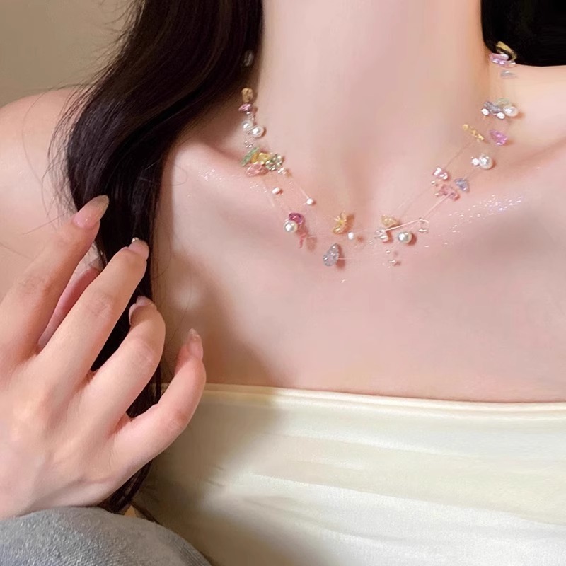Vòng cổ hạt cườm ngọc trai đa màu dành cho nữ | Phụ kiện thanh lịch cho dịp đi biển du lịch