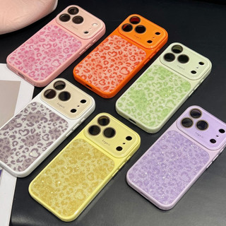 Full Ống Kính Bảo Vệ Phim Lấp Lánh Bột Da Báo Họa Tiết Kính Cường Lực Ốp Lưng Điện Thoại iPhone 17Promax 17Pro 13 14 15 16 Pro Max Chống Sốc Nữ Điện Thoại Di Động