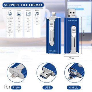 Otg 2TB Ổ đĩa Flash tốc độ cao ba trong một Bộ nhớ dữ liệu ngoài 1TB Thích hợp để mở rộng iPhone