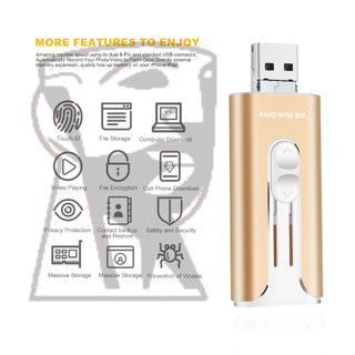 Otg 2TB Ổ đĩa Flash tốc độ cao ba trong một Bộ nhớ dữ liệu ngoài 1TB Thích hợp để mở rộng iPhone