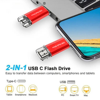 Bộ chuyển đổi vi mô miễn phí Ổ đĩa Flash tốc độ cao an toàn Đa dung lượng cao 128GB / 256GB / 512GB / 1TB / 2TB Giao diện usb3.0 Type-c Thích hợp cho điện thoại di động / máy tính Nhiều màu tùy chọn