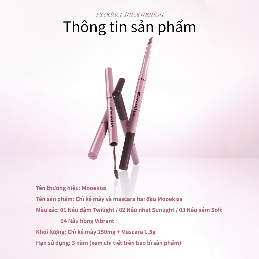 Chì Kẻ Mày Mooekiss 2 Đầu, Chống Nước Mồ Hôi, Không Lem, Tạo Sợi Tự Nhiên, Dễ Dùng, Chống Nước, Chống Mồ Hôi, Không Lem, Tự Nhiên, Siêu Mảnh, Tạo Sợi
