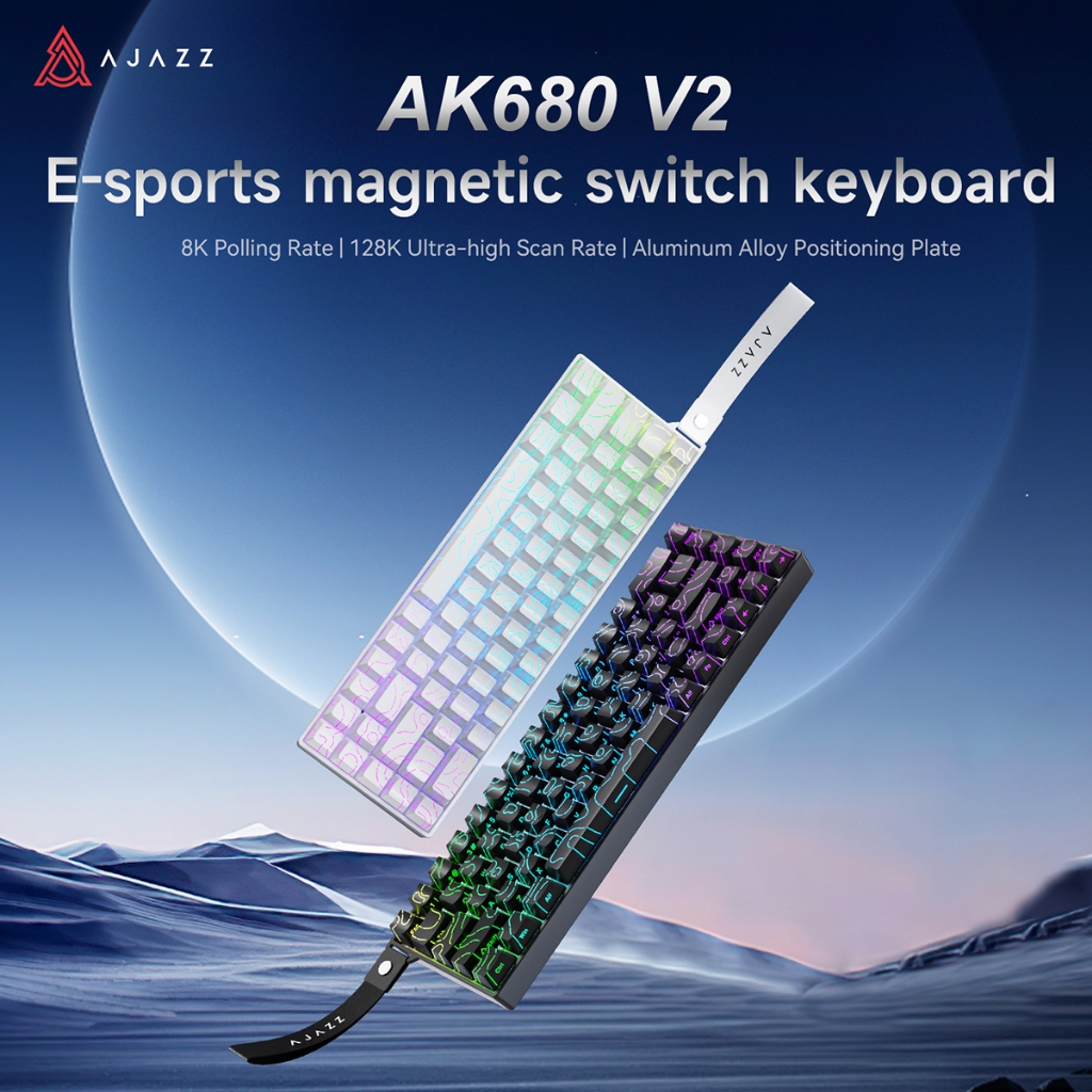 Bàn phím chơi game công tắc từ tính AJAZZ AK680 V2, Tỷ lệ bỏ phiếu 8K, 0,01mm RT, Tấm nhôm, Đèn nền RGB 68 phím | BigBuy360 - bigbuy360.vn