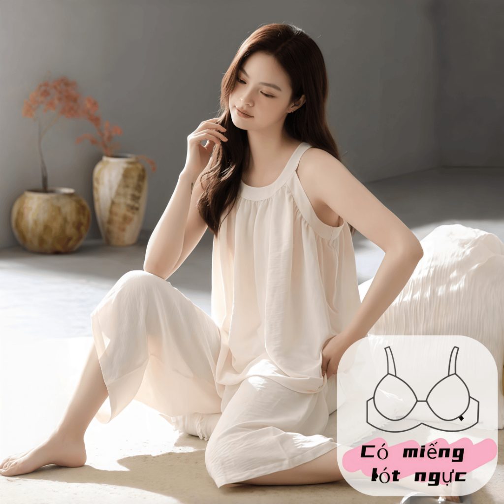 【Có miếng độn ngực】Áo ngủ nữ mặc ở nhà hay đi chơi đều được – dây quai, màu đơn giản, thoáng mát, dễ chịu, mặc được cả bốn mùa xuân hè – Hàng mới về.